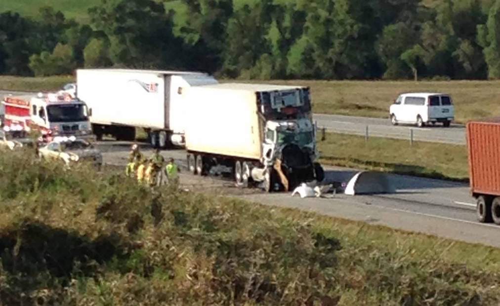 Two Big Rigs Collide South of Cedar Rapids Iowa